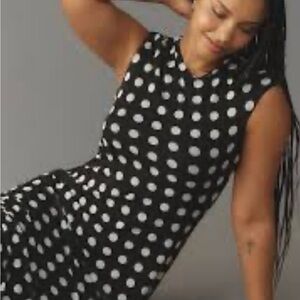 AFRM Black and White Polka Dot Midi Dress